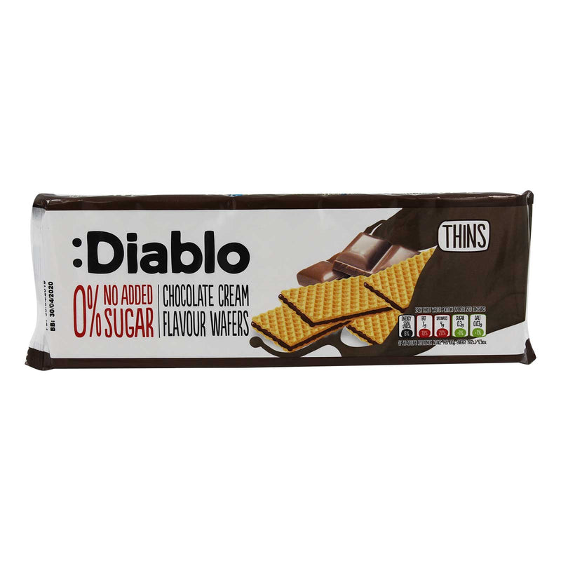 Diablo No Added Sugar Thins Wafers Chocolate Cream Flavour 160g