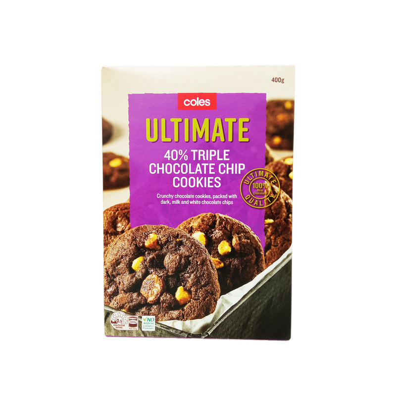 Coles 40% Triple Choc Chip Cookies 400g