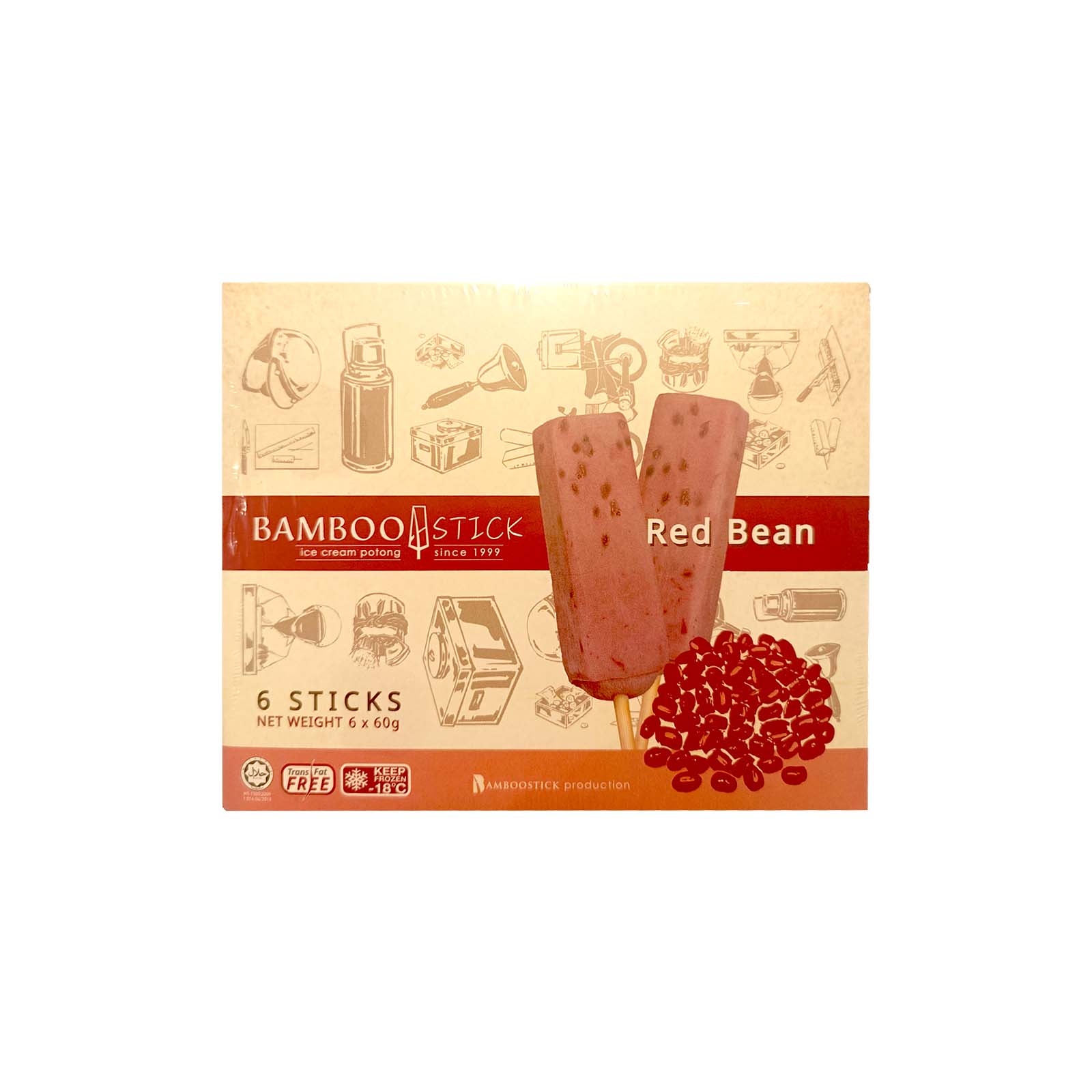 Bamboostick Potong Redbean Ice Cream 60g x 6